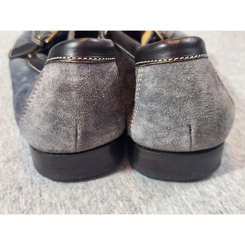Coach Loafers Womens 6.5 Blue Suede Leather Buckle slip on Shoes
